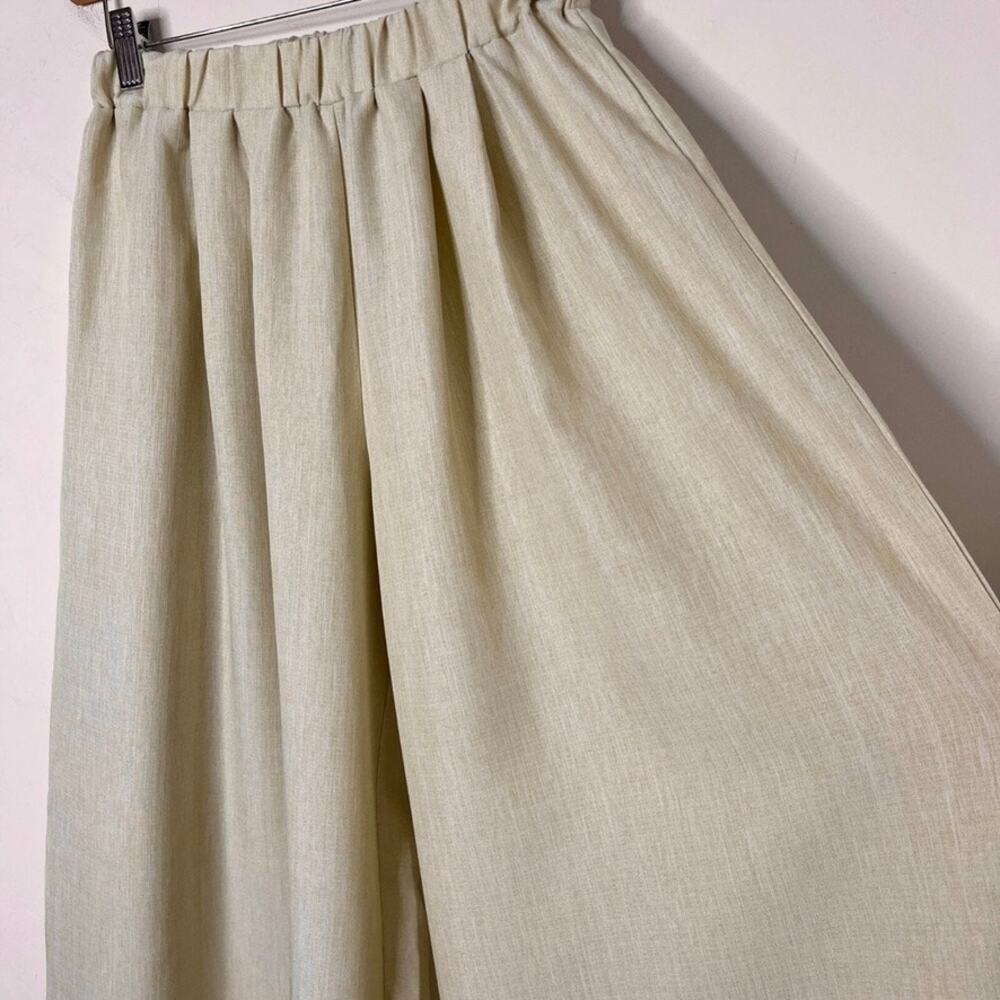 PrettyLittleThing Women's Wide Leg Palazzo Pants 2 Beige Pleated High Rise - Picture 5 of 10